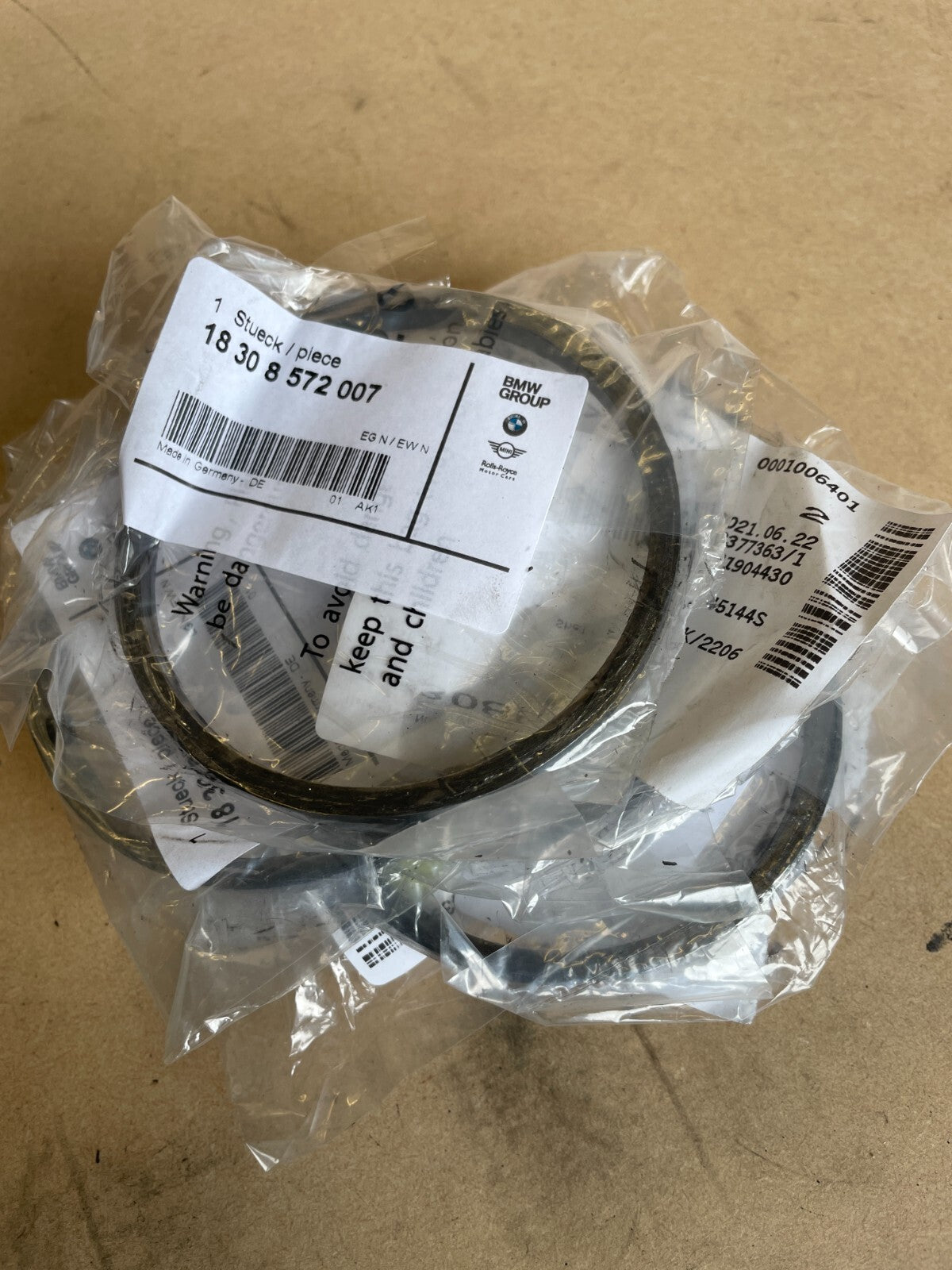 18308572007  - New OEM Genuine BMW Exhaust to DPF Gasket Ring